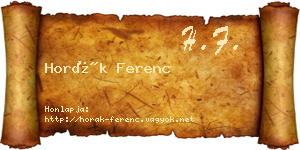 Horák Ferenc névjegykártya